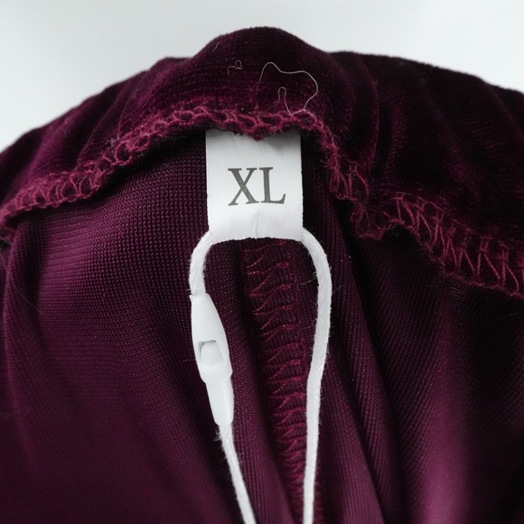 Halara Pants Womens XL Burgundy Velvet Flare High Waist Stretch Lounge Boho Luxe - Picture 4 of 11